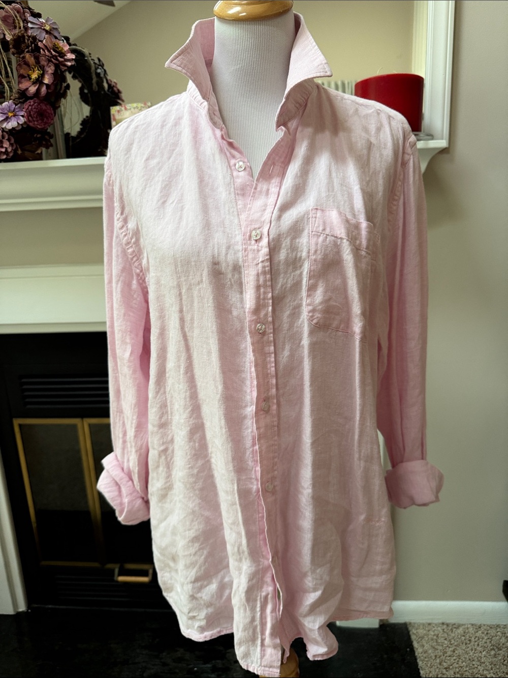 Men's Casual Light Pink Button-Down Shirt